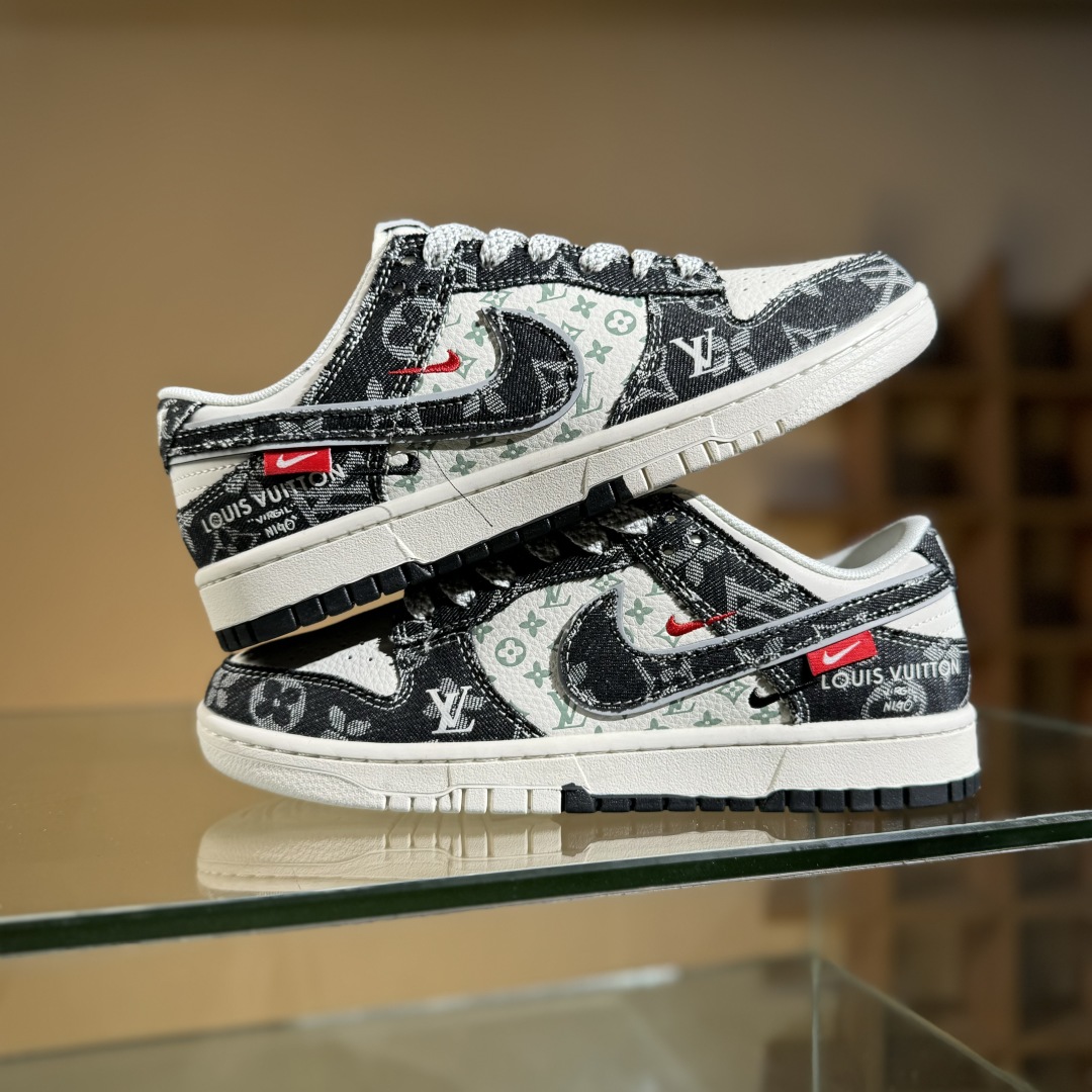 Nike SB Dunk Low x Louis Vuitton 黑白双小勾满天星 YX5066-351