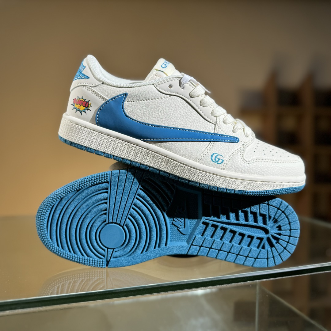 Travis Scott x Fragment Design x Air Jordan 1 Low OG SP AJ1 乔1古驰联名 蓝勾蓝底 低帮文化休闲板鞋 ZH2598-165 Travis Scott x Fragment Design x Air Jordan 1 Low OG SP AJ1 乔1古驰联名 蓝勾蓝底 低帮文化休闲板鞋 ZH2598-165