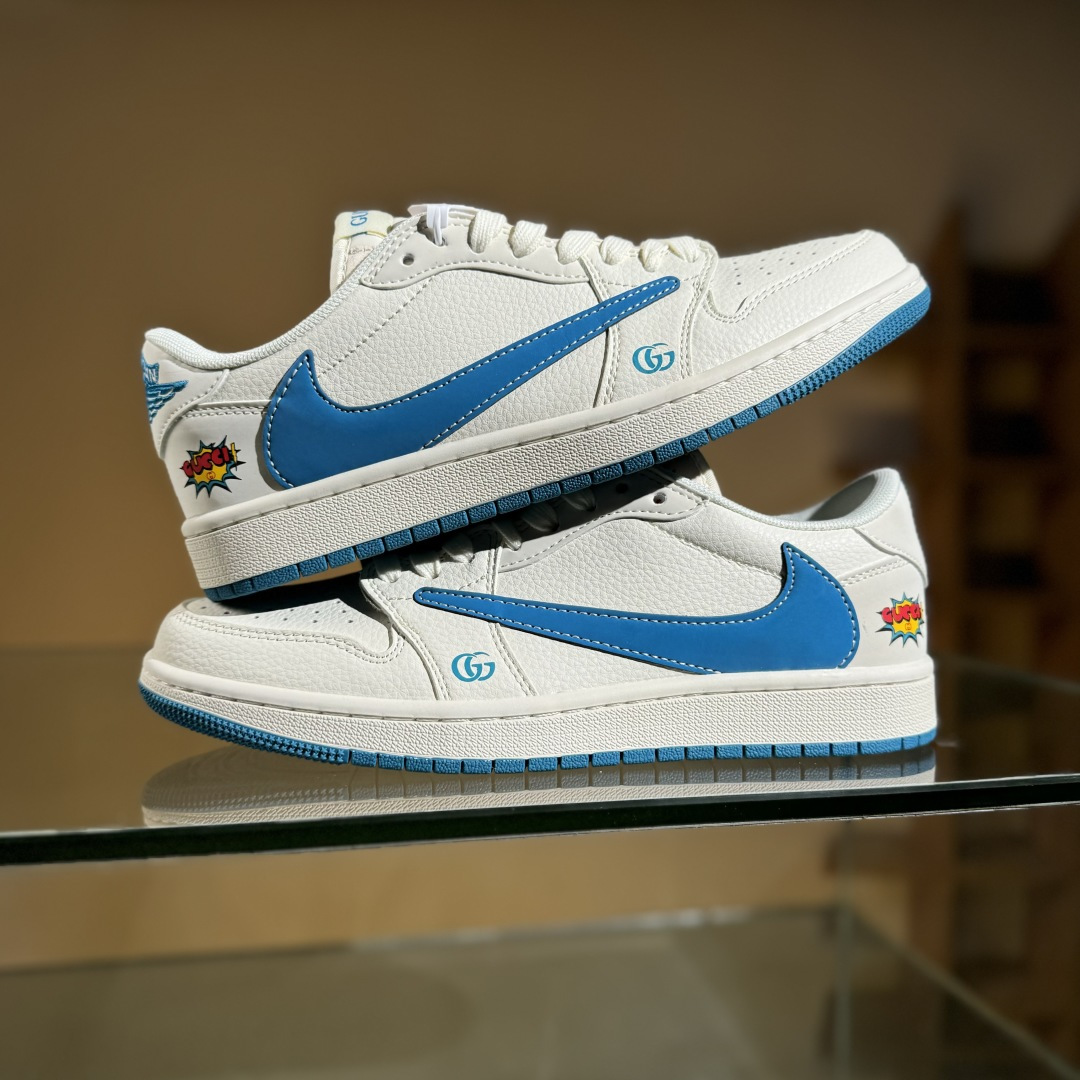 Travis Scott x Fragment Design x Air Jordan 1 Low OG SP AJ1 乔1古驰联名 蓝勾蓝底 低帮文化休闲板鞋 ZH2598-165 Travis Scott x Fragment Design x Air Jordan 1 Low OG SP AJ1 乔1古驰联名 蓝勾蓝底 低帮文化休闲板鞋 ZH2598-165