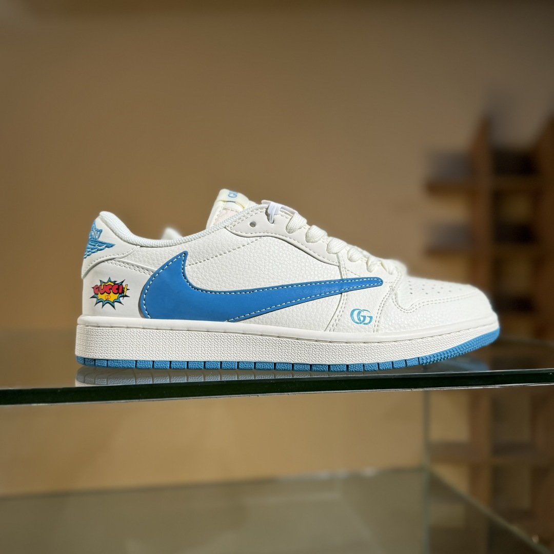 Travis Scott x Fragment Design x Air Jordan 1 Low OG SP AJ1 乔1古驰联名 蓝勾蓝底 低帮文化休闲板鞋 ZH2598-165 Travis Scott x Fragment Design x Air Jordan 1 Low OG SP AJ1 乔1古驰联名 蓝勾蓝底 低帮文化休闲板鞋 ZH2598-165
