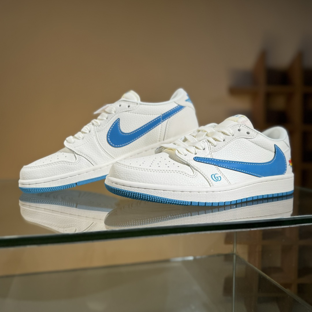 Travis Scott x Fragment Design x Air Jordan 1 Low OG SP AJ1 乔1古驰联名 蓝勾蓝底 低帮文化休闲板鞋 ZH2598-165 Travis Scott x Fragment Design x Air Jordan 1 Low OG SP AJ1 乔1古驰联名 蓝勾蓝底 低帮文化休闲板鞋 ZH2598-165