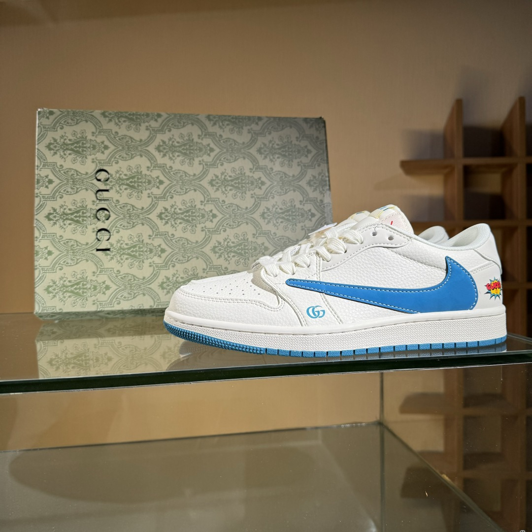 Travis Scott x Fragment Design x Air Jordan 1 Low OG SP AJ1 乔1古驰联名 蓝勾蓝底 低帮文化休闲板鞋 ZH2598-165 Travis Scott x Fragment Design x Air Jordan 1 Low OG SP AJ1 乔1古驰联名 蓝勾蓝底 低帮文化休闲板鞋 ZH2598-165