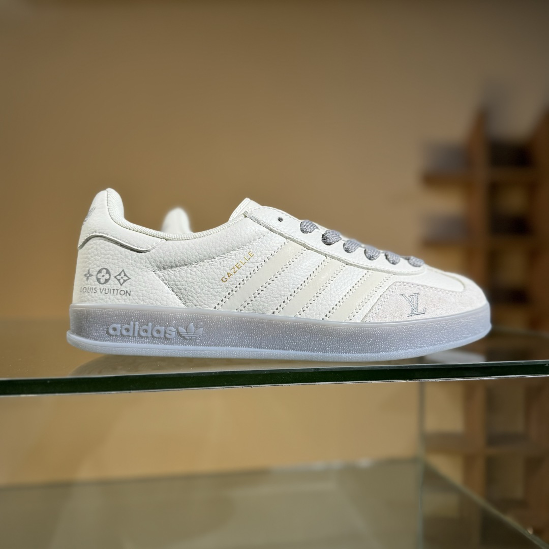 adidas Originals Gazelle INdoor x Louis Vuitton 三叶草休闲防滑耐磨低帮板鞋  DM1234-002
