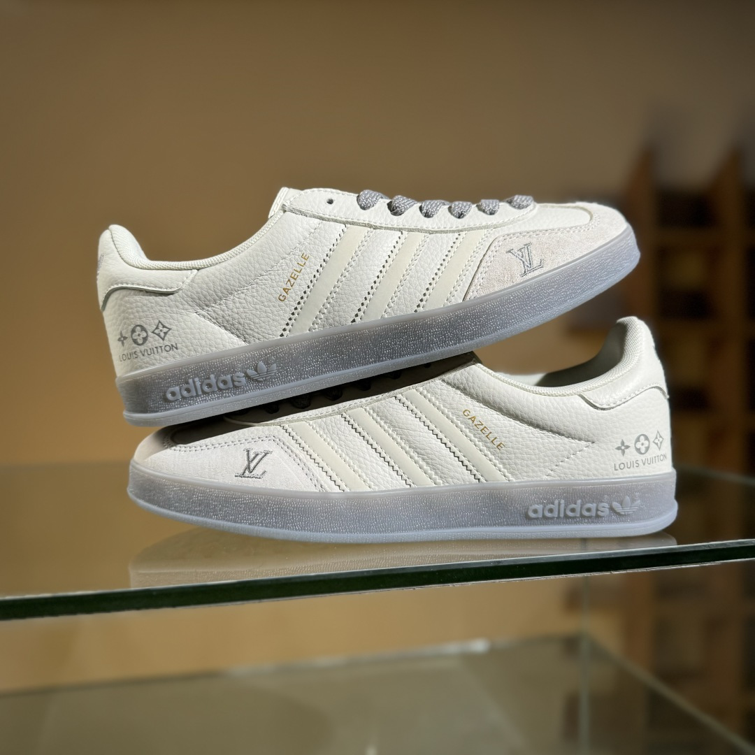 adidas Originals Gazelle INdoor x Louis Vuitton 三叶草休闲防滑耐磨低帮板鞋  DM1234-002