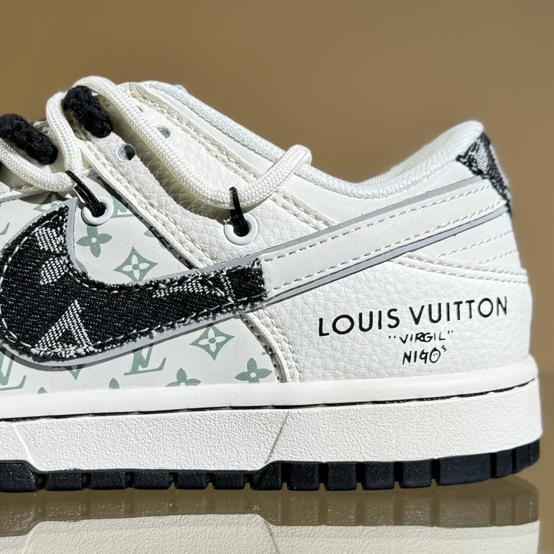 Nike SB Dunk Low LV联名 绑带织布黑白勾 周年高端定制 低帮休闲板鞋 YX5066-338