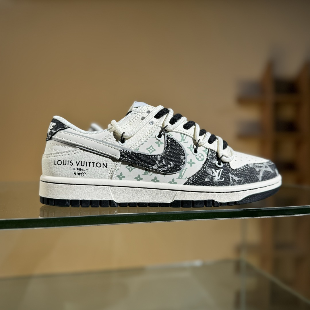 Nike SB Dunk Low LV联名 绑带织布黑白勾 周年高端定制 低帮休闲板鞋 YX5066-338
