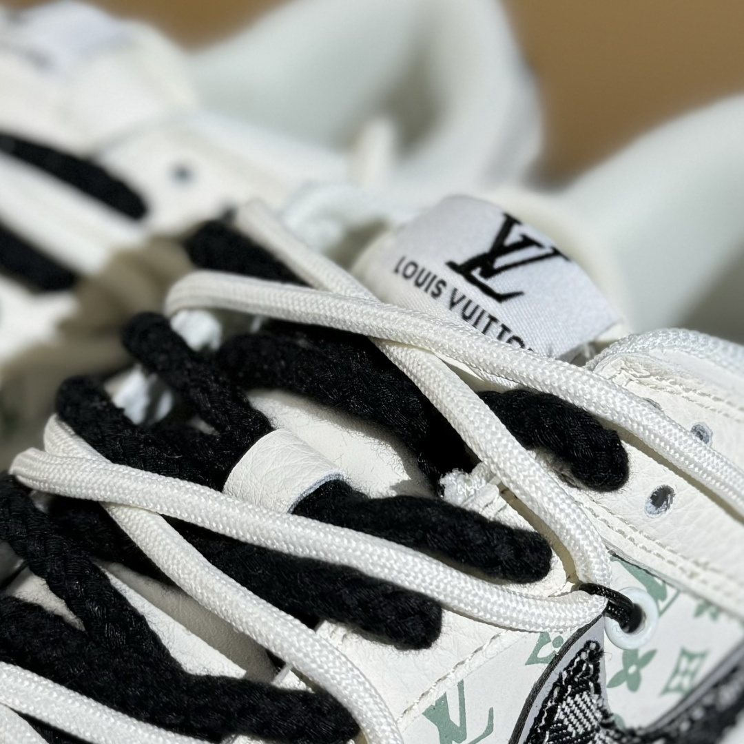 Nike SB Dunk Low LV联名 绑带织布黑白勾 周年高端定制 低帮休闲板鞋 YX5066-338