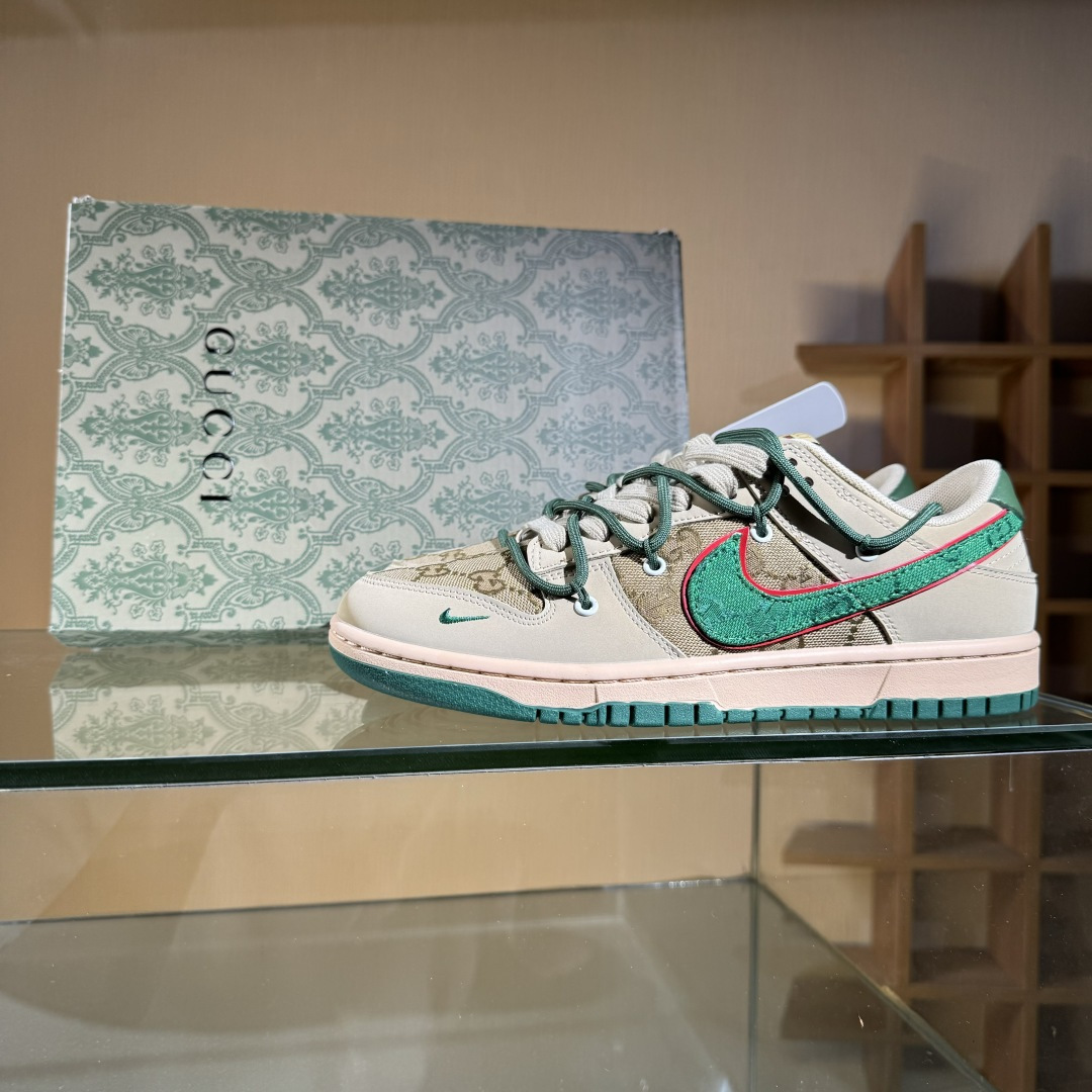 Nike SB Dunk Low Gucci联名 绑带绿勾勾 周年高端定制 低帮休闲板鞋 DM6868-087