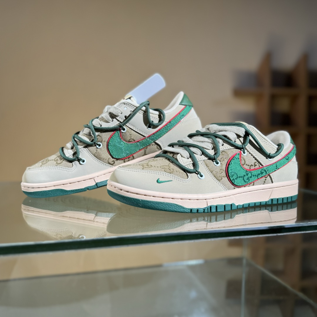 Nike SB Dunk Low Gucci联名 绑带绿勾勾 周年高端定制 低帮休闲板鞋 DM6868-087