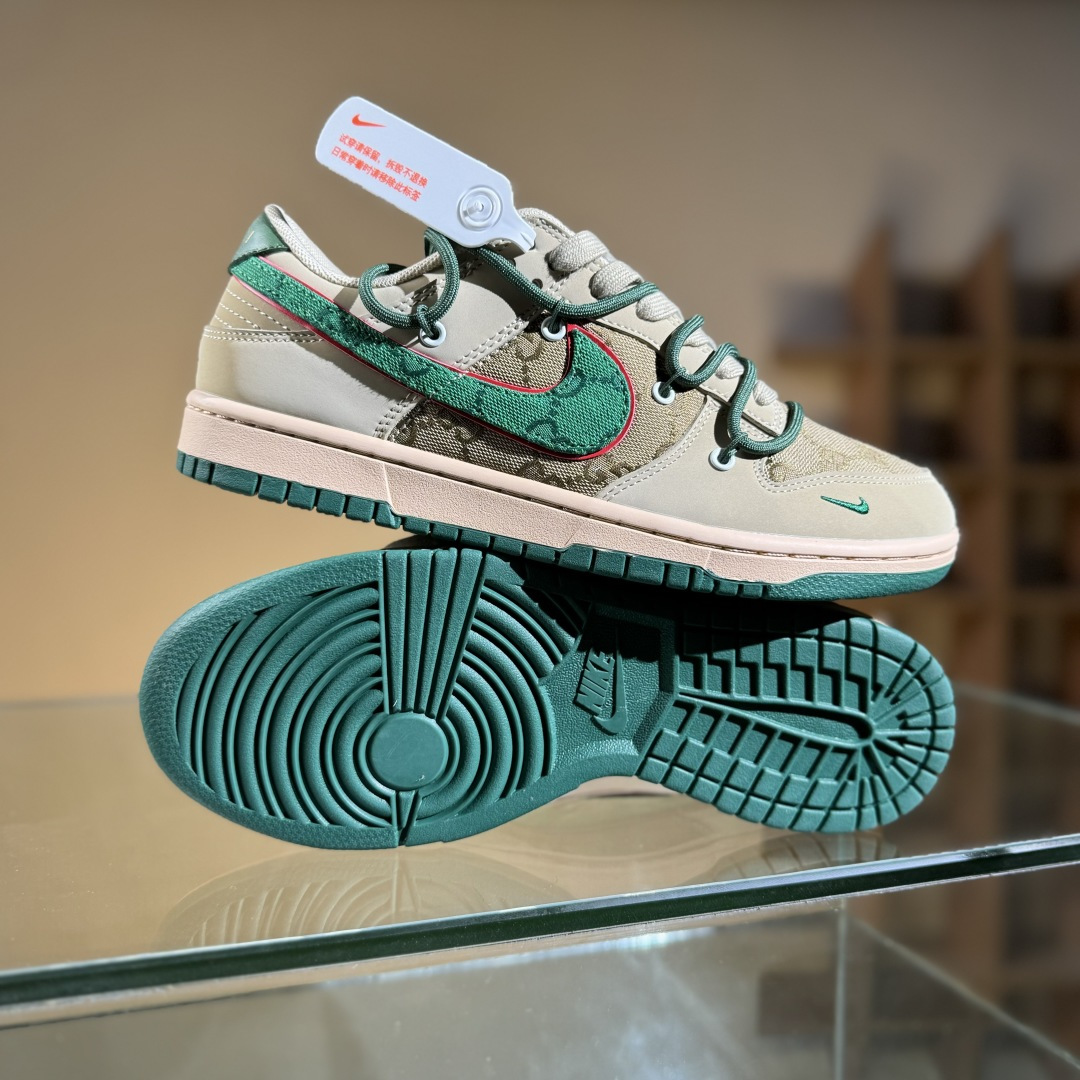Nike SB Dunk Low Gucci联名 绑带绿勾勾 周年高端定制 低帮休闲板鞋 DM6868-087