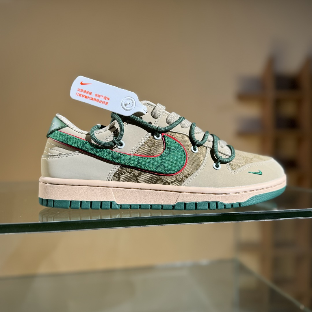 Nike SB Dunk Low Gucci联名 绑带绿勾勾 周年高端定制 低帮休闲板鞋 DM6868-087