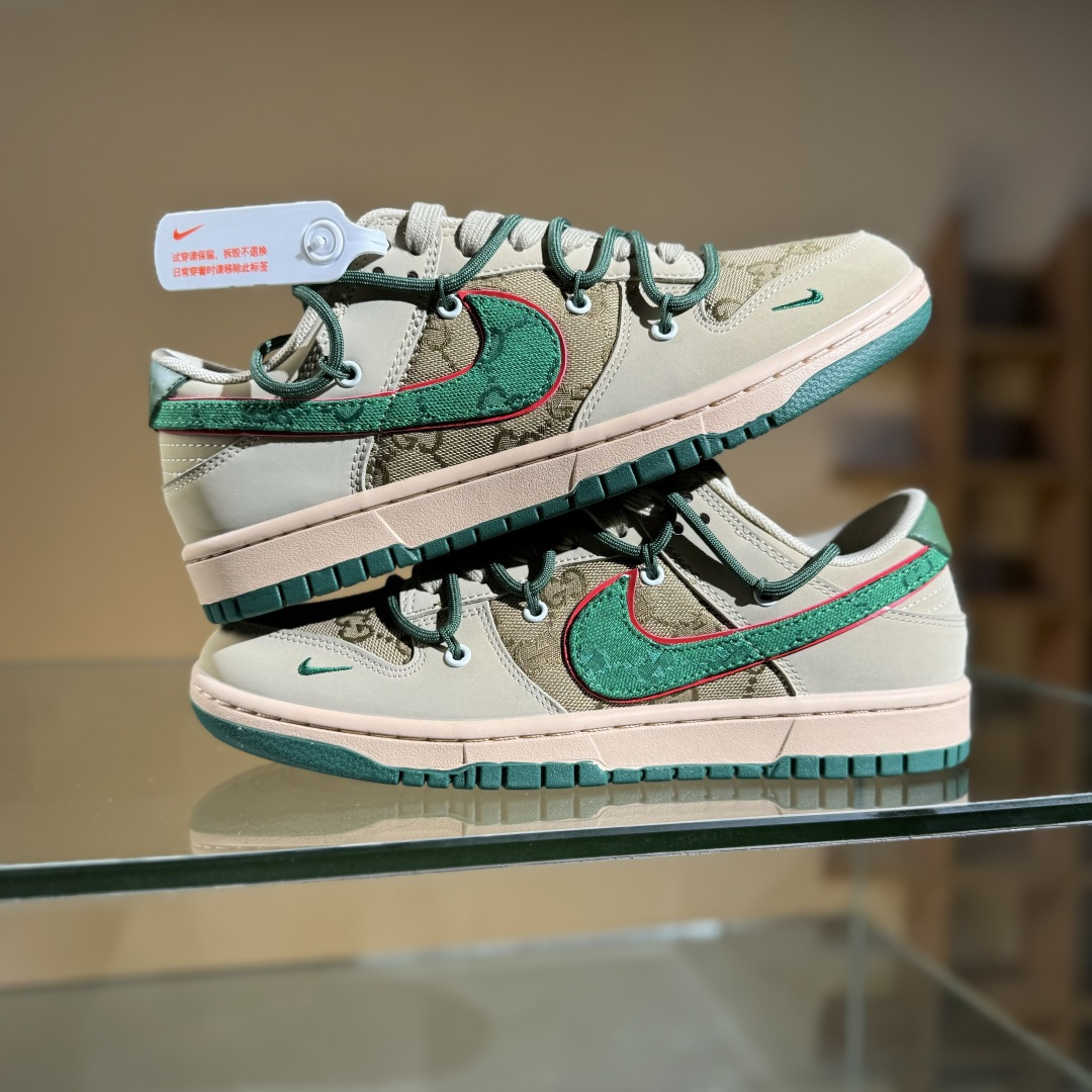 Nike SB Dunk Low Gucci联名 绑带绿勾勾 周年高端定制 低帮休闲板鞋 DM6868-087