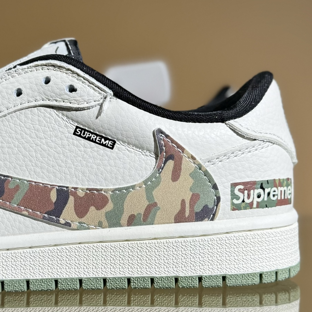 Travis Scott x Fragment Design x Air Jordan 1 Low OG SP AJ1 乔1 Supreme联名 迷彩勾 低帮文化休闲板鞋 XS2024-046