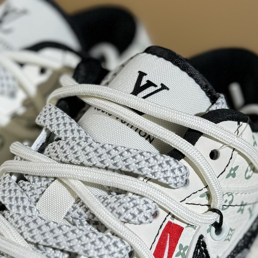 Air Jordan 1 Low AJ1 乔1 LV联名 黑布勾抽绳 高端定制 低帮复古篮球鞋 YX5066-356