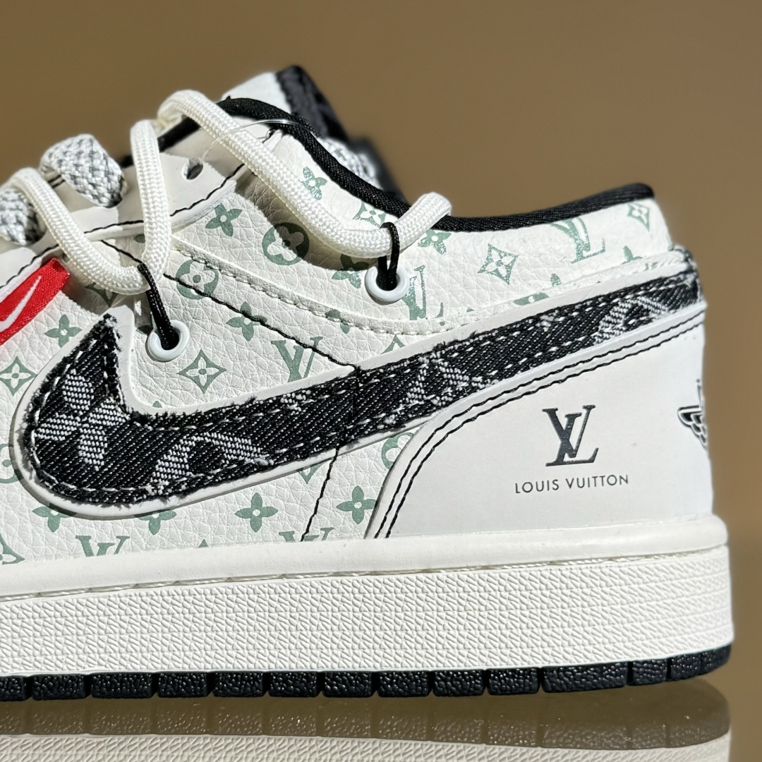 Air Jordan 1 Low AJ1 乔1 LV联名 黑布勾抽绳 高端定制 低帮复古篮球鞋 YX5066-356