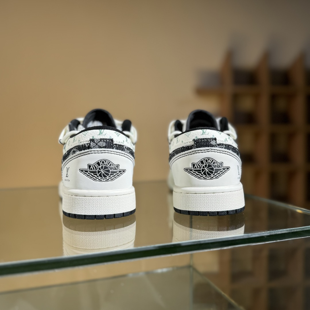 Air Jordan 1 Low AJ1 乔1 LV联名 黑布勾抽绳 高端定制 低帮复古篮球鞋 YX5066-356