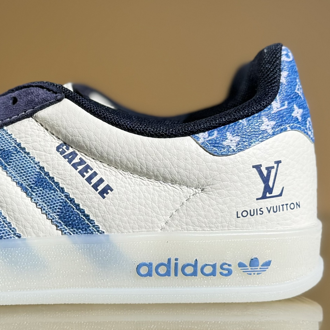 adidas Originals Gazelle INdoor x Louis Vuitton 三叶草休闲防滑耐磨低帮板鞋  DM1234-008