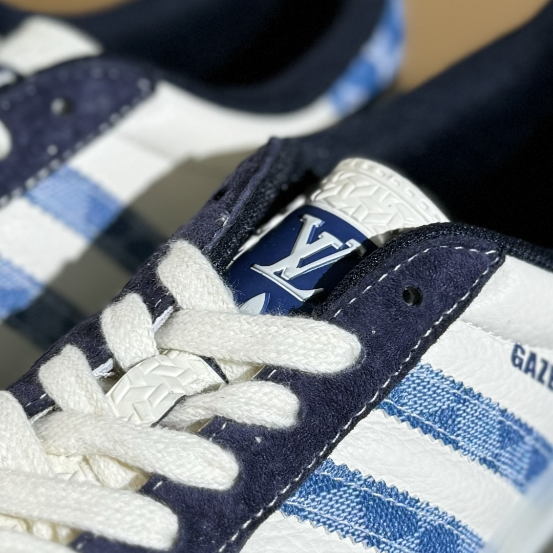 adidas Originals Gazelle INdoor x Louis Vuitton 三叶草休闲防滑耐磨低帮板鞋  DM1234-008