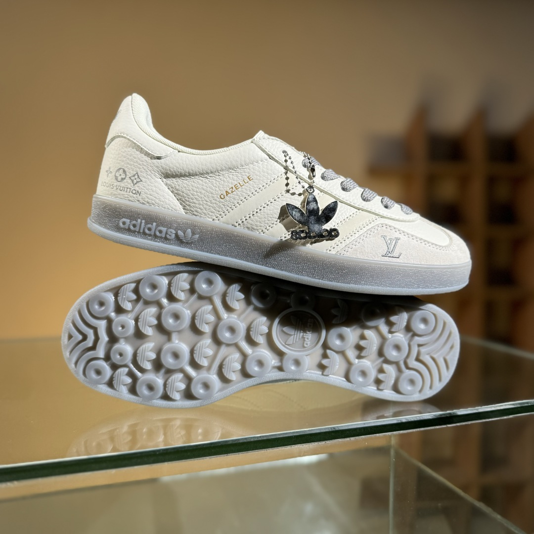 adidas Originals Gazelle INdoor x Louis Vuitton 三叶草休闲防滑耐磨低帮板鞋 DM1234-005