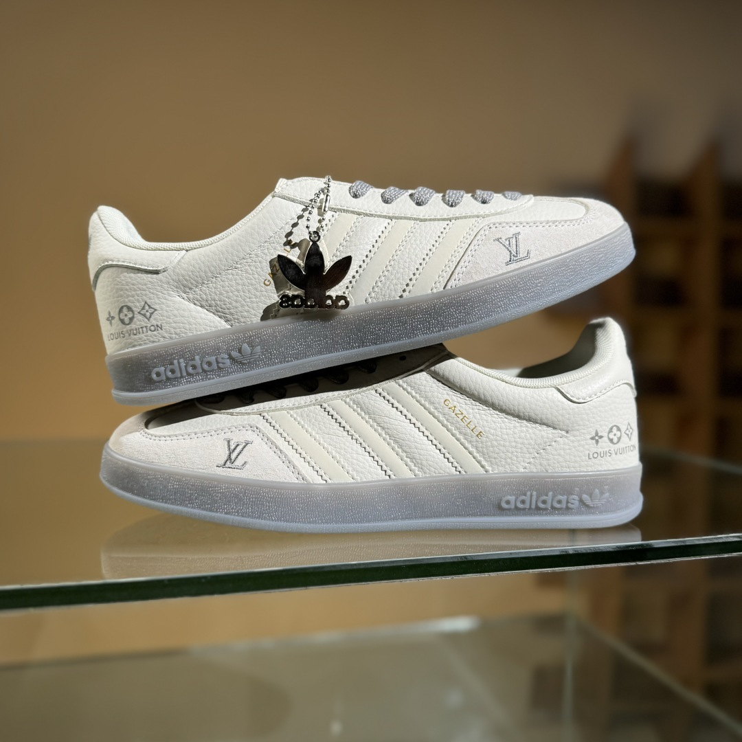 adidas Originals Gazelle INdoor x Louis Vuitton 三叶草休闲防滑耐磨低帮板鞋 DM1234-005
