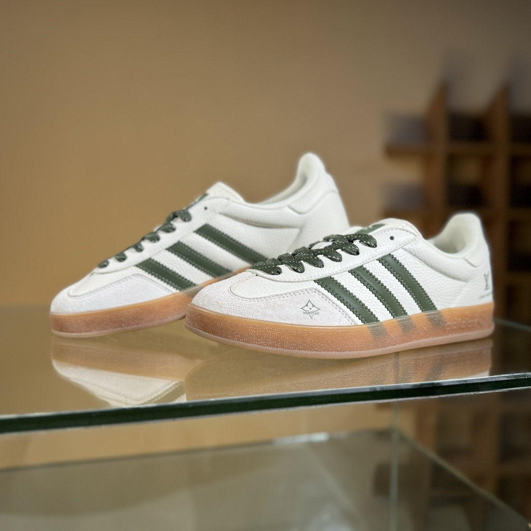 adidas Originals Gazelle INdoor x Louis Vuitton 三叶草休闲防滑耐磨低帮板鞋 DM1234-001