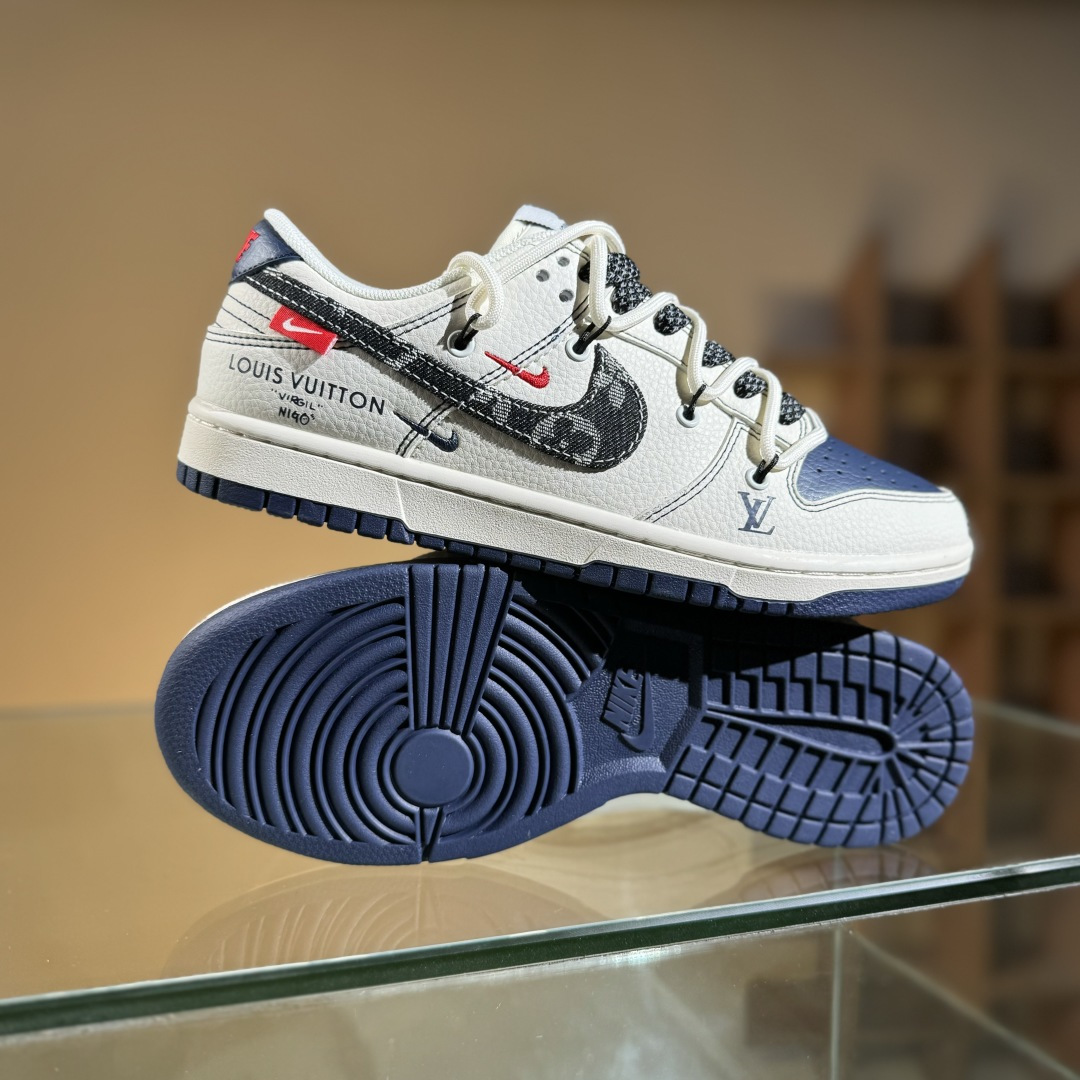 Nike SB Dunk Low LV联名 绑带牛仔黑勾 周年高端定制 低帮休闲板鞋 FC1688-220