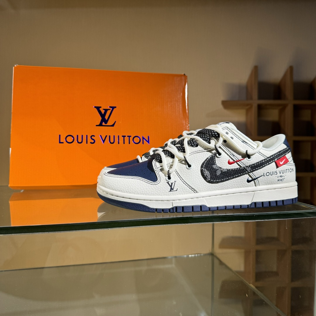 Nike SB Dunk Low LV联名 绑带牛仔黑勾 周年高端定制 低帮休闲板鞋 FC1688-220