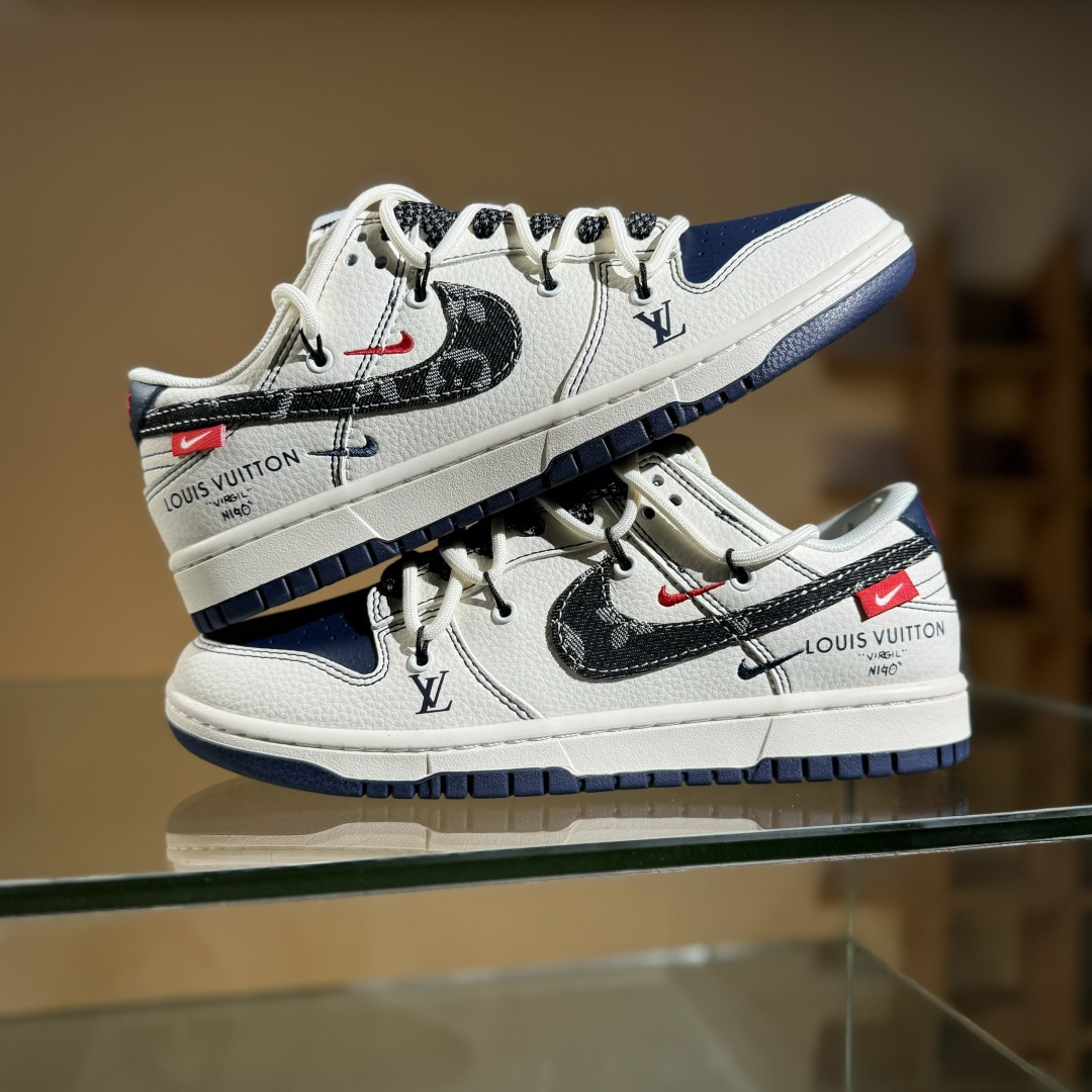 Nike SB Dunk Low LV联名 绑带牛仔黑勾 周年高端定制 低帮休闲板鞋 FC1688-220