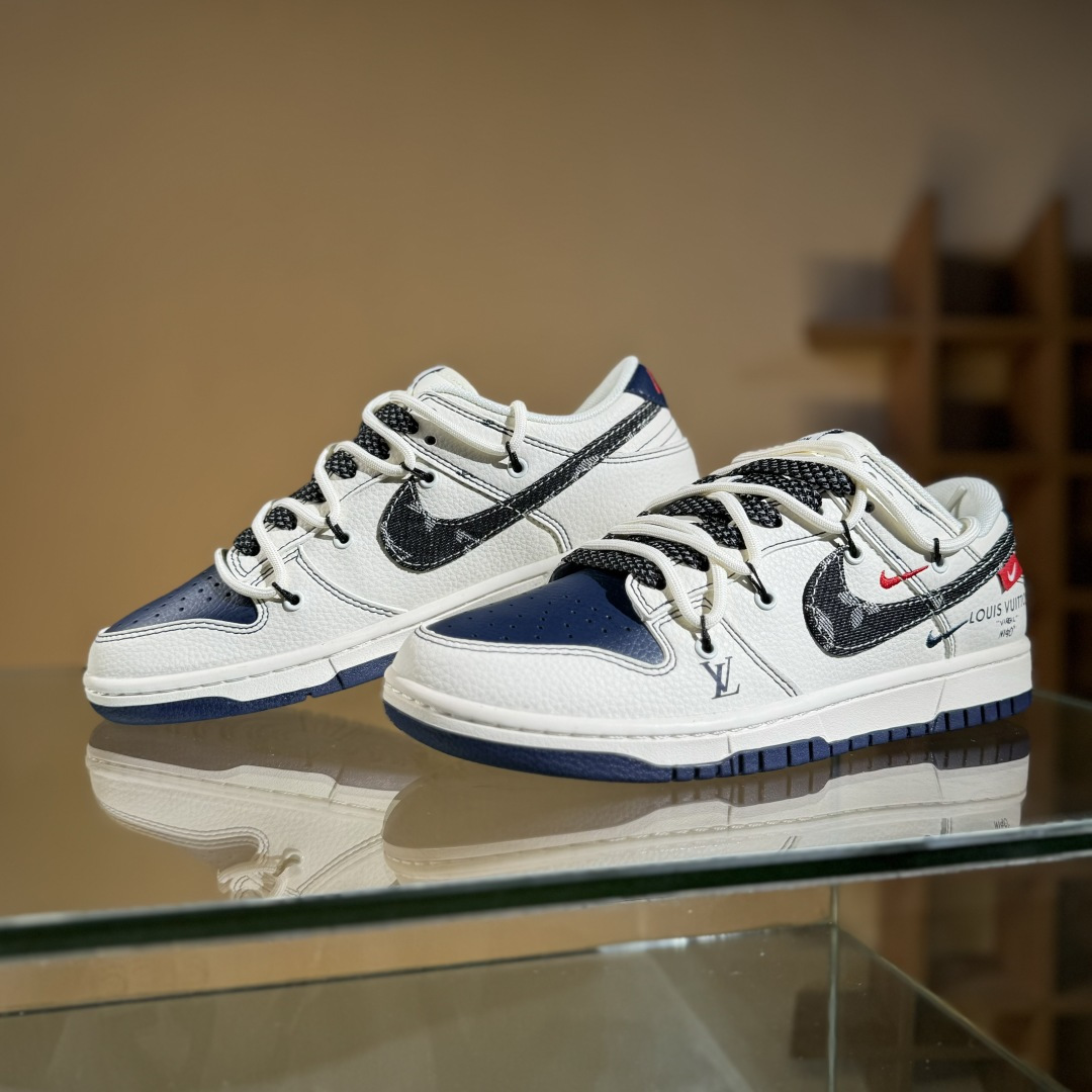 Nike SB Dunk Low LV联名 绑带牛仔黑勾 周年高端定制 低帮休闲板鞋 FC1688-220
