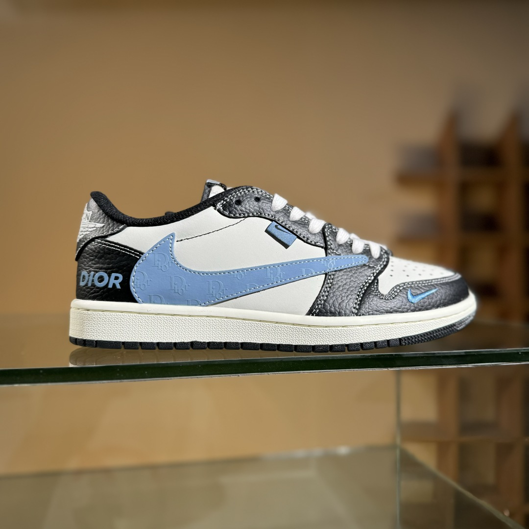 Travis Scott x Fragment Design x Air Jordan 1 Low OG SP AJ1 乔1 迪奥联名 黑白小蓝勾 低帮文化休闲板鞋 XZ5749-003 Travis Scott x Fragment Design x Air Jordan 1 Low OG SP AJ1 乔1 迪奥联名 黑白小蓝勾 低帮文化休闲板鞋 XZ5749-003