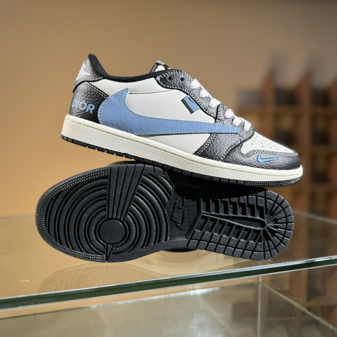 Travis Scott x Fragment Design x Air Jordan 1 Low OG SP AJ1 乔1 迪奥联名 黑白小蓝勾 低帮文化休闲板鞋 XZ5749-003 Travis Scott x Fragment Design x Air Jordan 1 Low OG SP AJ1 乔1 迪奥联名 黑白小蓝勾 低帮文化休闲板鞋 XZ5749-003