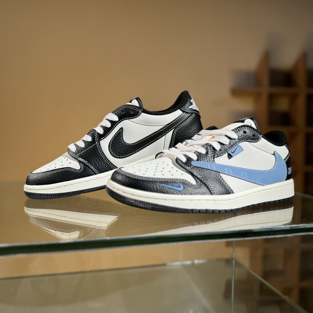 Travis Scott x Fragment Design x Air Jordan 1 Low OG SP AJ1 乔1 迪奥联名 黑白小蓝勾 低帮文化休闲板鞋 XZ5749-003 Travis Scott x Fragment Design x Air Jordan 1 Low OG SP AJ1 乔1 迪奥联名 黑白小蓝勾 低帮文化休闲板鞋 XZ5749-003