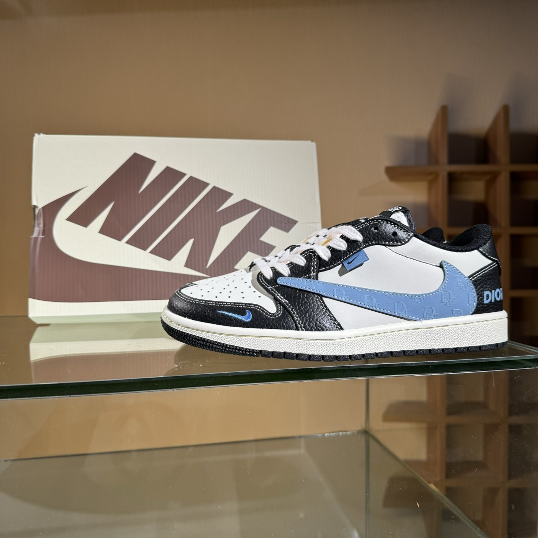 Travis Scott x Fragment Design x Air Jordan 1 Low OG SP AJ1 乔1 迪奥联名 黑白小蓝勾 低帮文化休闲板鞋 XZ5749-003 Travis Scott x Fragment Design x Air Jordan 1 Low OG SP AJ1 乔1 迪奥联名 黑白小蓝勾 低帮文化休闲板鞋 XZ5749-003