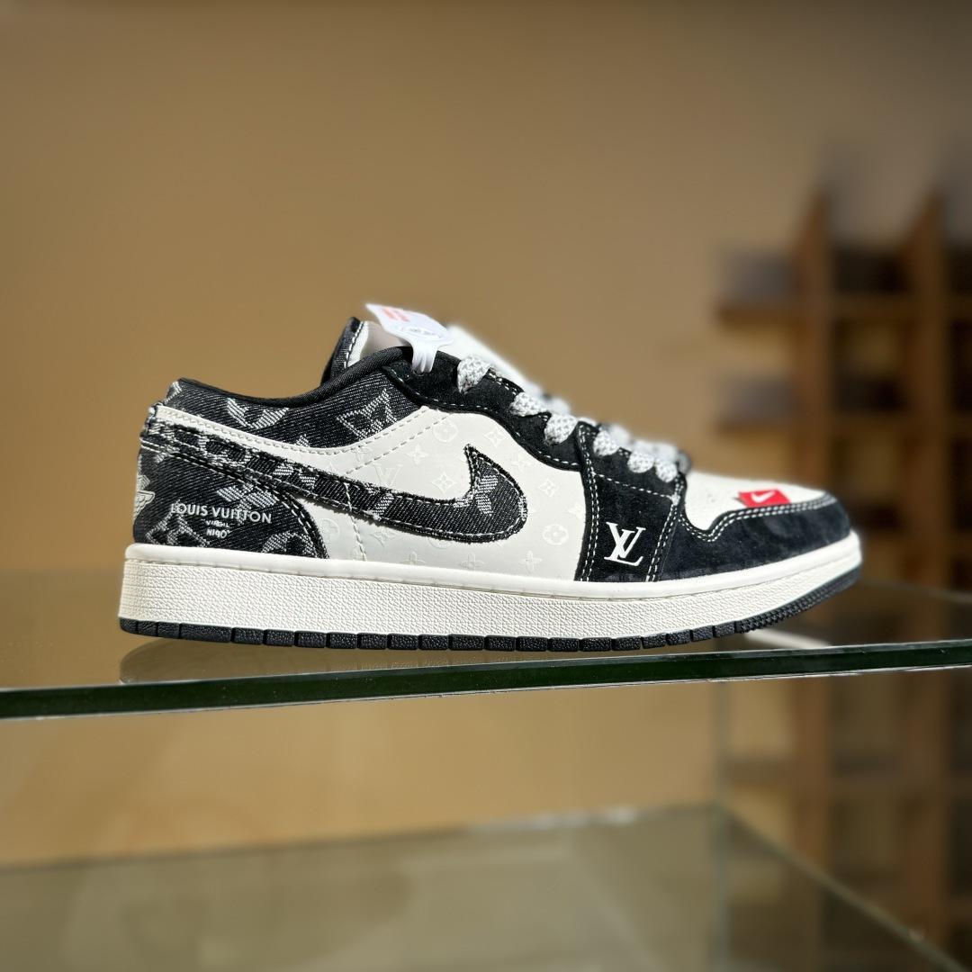 Air Jordan 1 Low AJ1 乔1 LV联名 黑布红标 高端定制 低帮复古篮球鞋 YX5066-369
