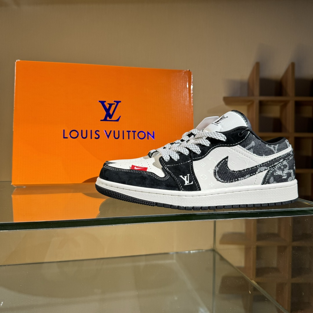 Air Jordan 1 Low AJ1 乔1 LV联名 黑布红标 高端定制 低帮复古篮球鞋 YX5066-369