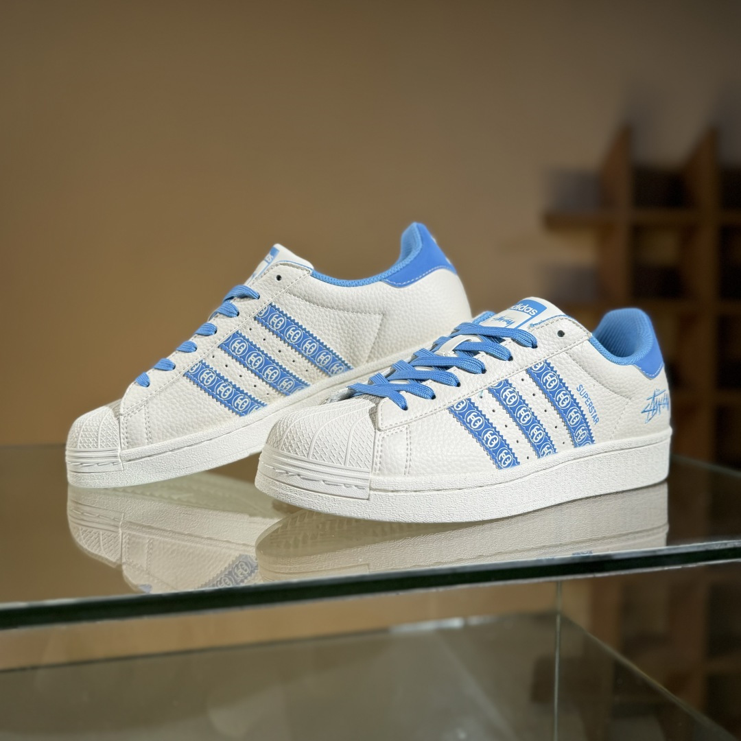AD Originals Superstar x Stussy 白蓝  XG0011