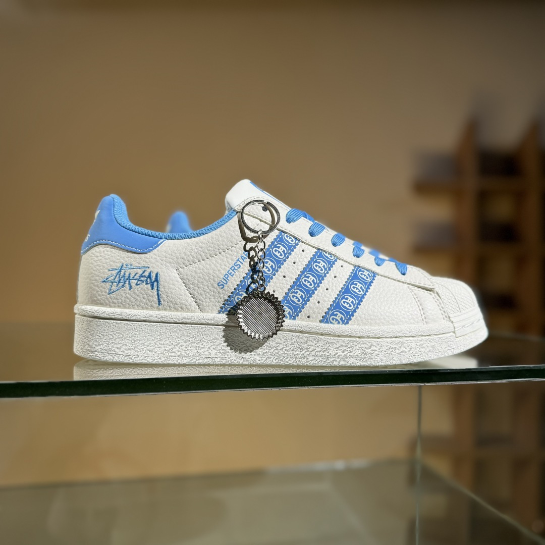 AD Originals Superstar x Stussy 白蓝  XG0011