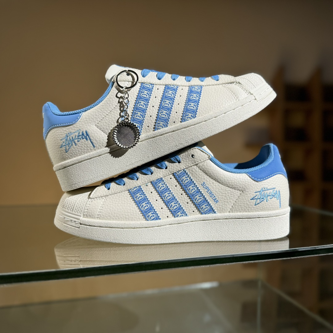 AD Originals Superstar x Stussy 白蓝  XG0011