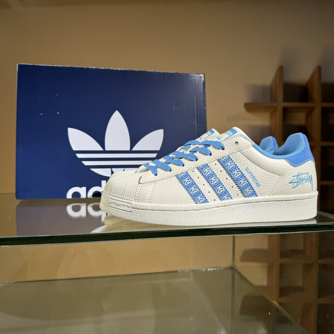 AD Originals Superstar x Stussy 白蓝  XG0011