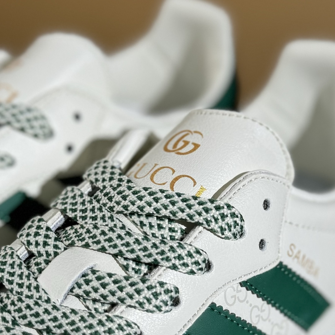 adidas originals Samba OG x GUCCI 灰白绿满天星 桑巴舞系列复古经典轻便板鞋 GJ75815 adidas originals Samba OG x GUCCI 灰白绿满天星 桑巴舞系列复古经典轻便板鞋 GJ75815