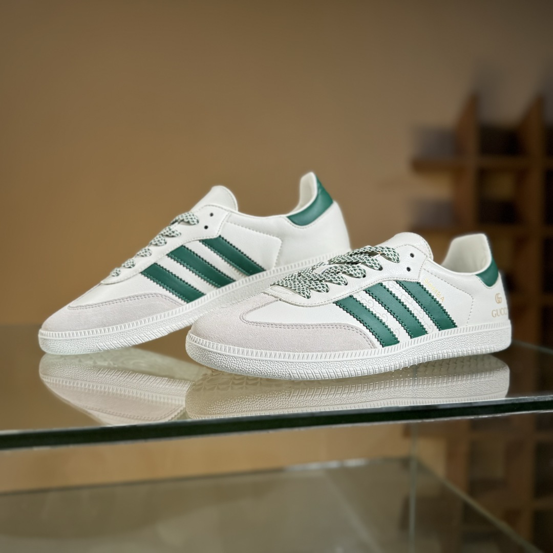 adidas originals Samba OG x GUCCI 灰白绿满天星 桑巴舞系列复古经典轻便板鞋 GJ75815 adidas originals Samba OG x GUCCI 灰白绿满天星 桑巴舞系列复古经典轻便板鞋 GJ75815