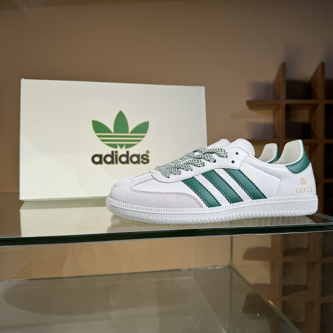 adidas originals Samba OG x GUCCI 灰白绿满天星 桑巴舞系列复古经典轻便板鞋 GJ75815 adidas originals Samba OG x GUCCI 灰白绿满天星 桑巴舞系列复古经典轻便板鞋 GJ75815
