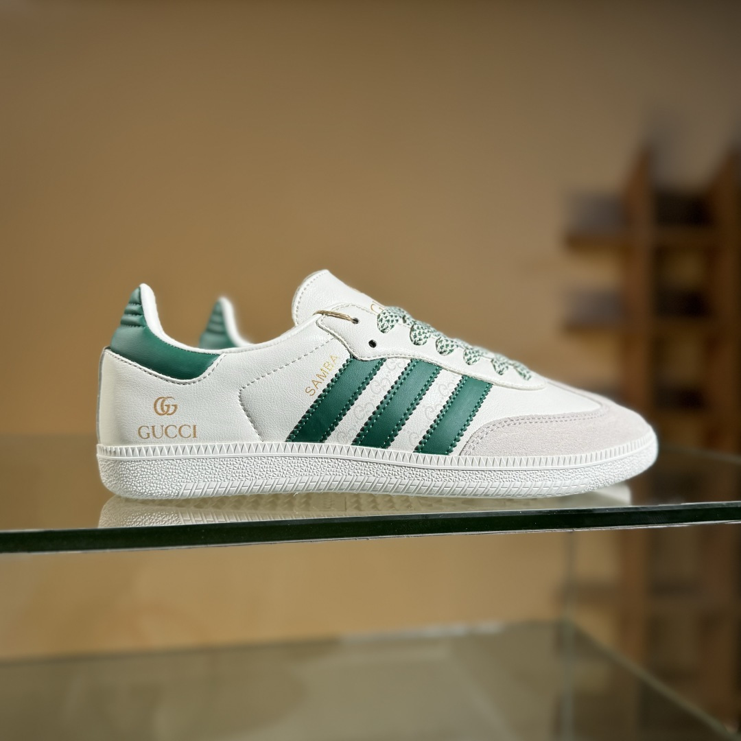 adidas originals Samba OG x GUCCI 灰白绿满天星 桑巴舞系列复古经典轻便板鞋 GJ75815 adidas originals Samba OG x GUCCI 灰白绿满天星 桑巴舞系列复古经典轻便板鞋 GJ75815