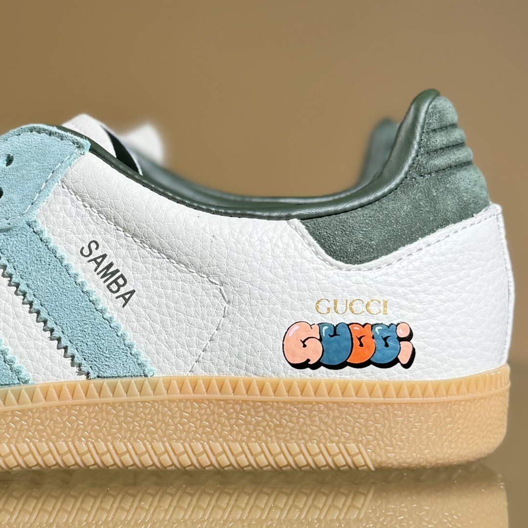 adidas originals Samba OG x GUCCI 白绿 桑巴舞系列复古经典轻便板鞋  DX0001