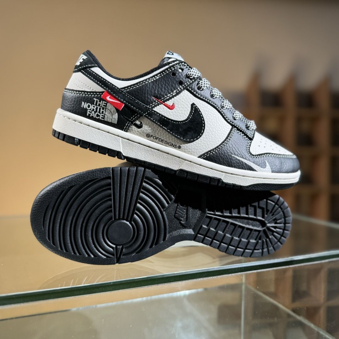 Nike SB Dunk Low 北面联名 黑白黑勾黑勾 周年高端定制 低帮休闲板鞋 YX5066-339