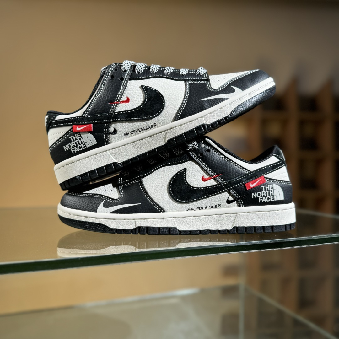 Nike SB Dunk Low 北面联名 黑白黑勾黑勾 周年高端定制 低帮休闲板鞋 YX5066-339