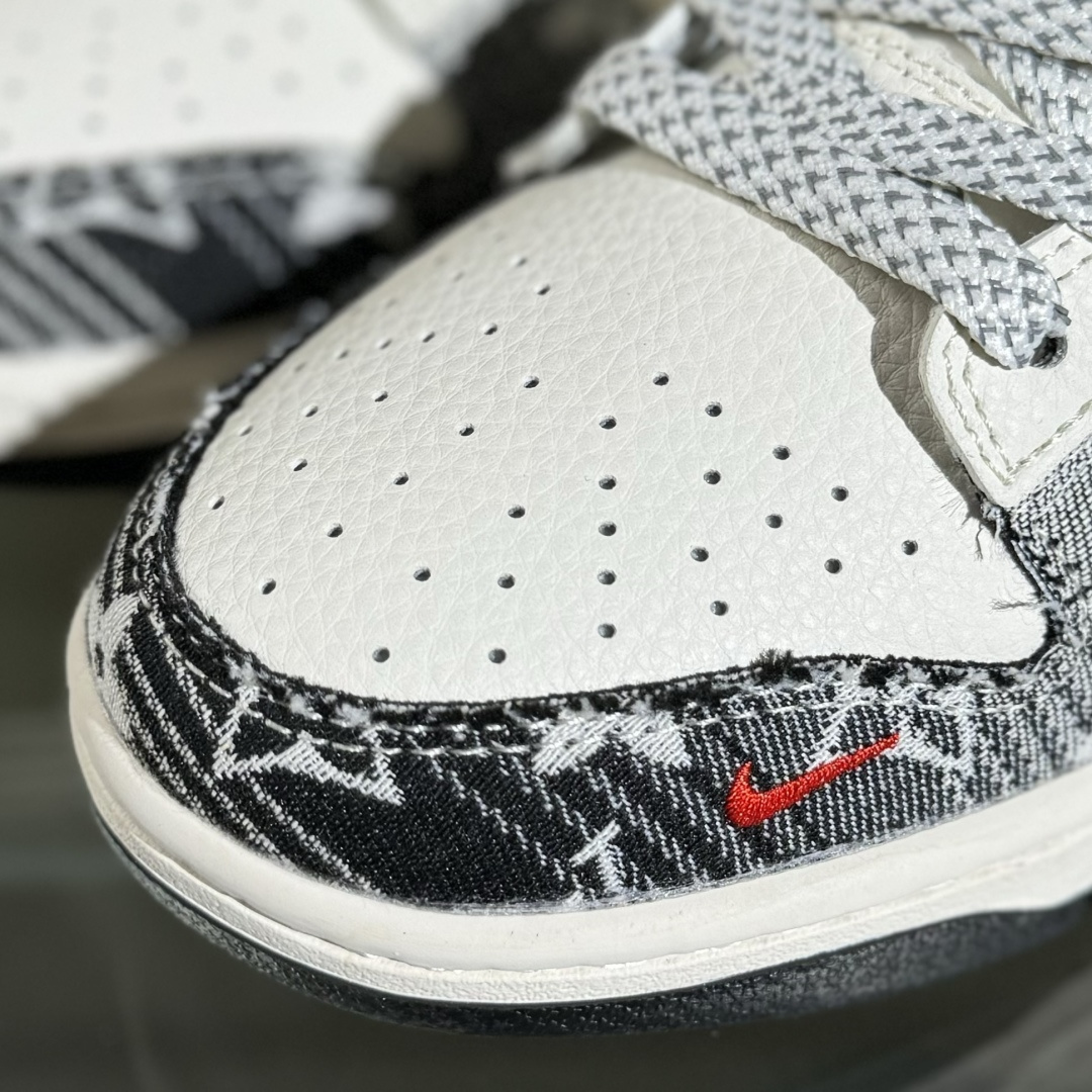 Nike SB Dunk Low LV联名 黑牛仔白勾勾 周年高端定制 低帮休闲板鞋 FC1688-233
