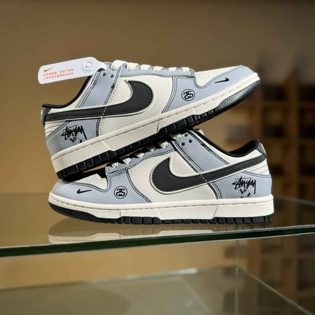 Nike SB Dunk Low 斯图西联名 灰黑勾 周年高端定制 低帮休闲板鞋 XS6089-596