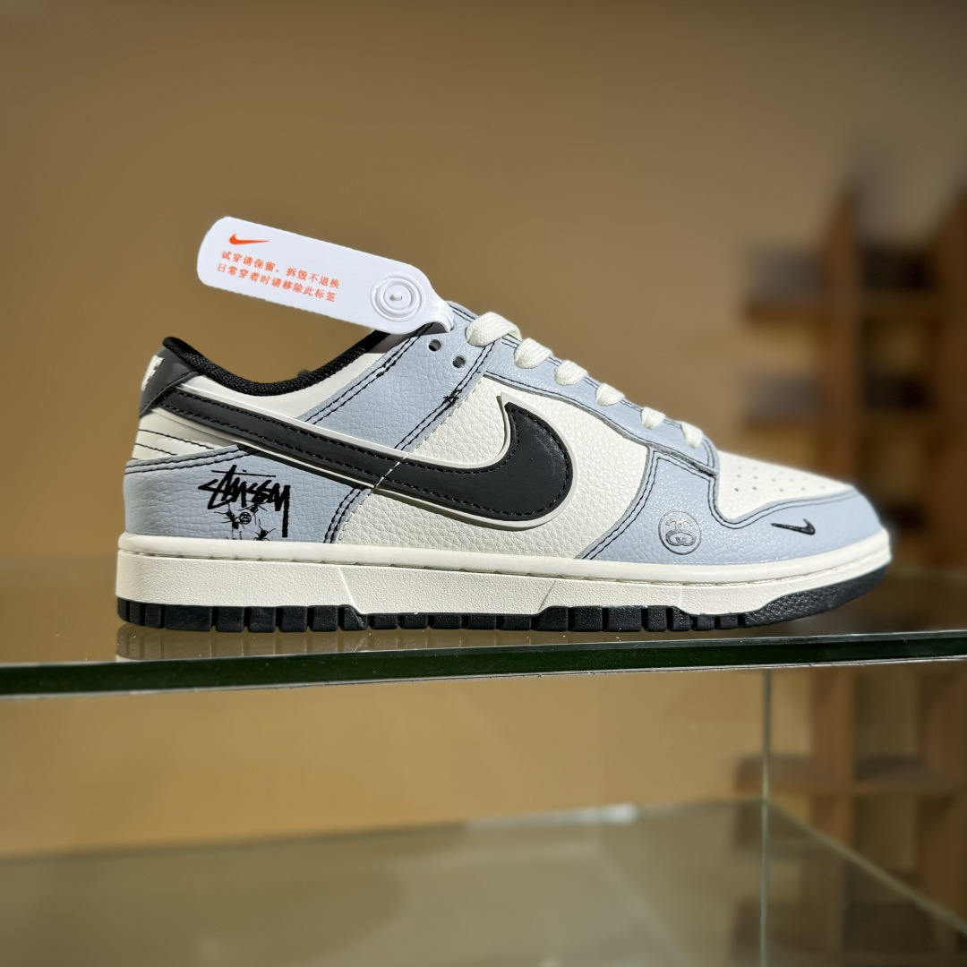 Nike SB Dunk Low 斯图西联名 灰黑勾 周年高端定制 低帮休闲板鞋 XS6089-596