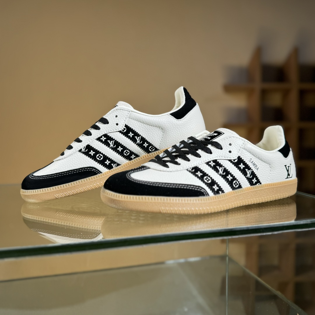adidas originals Samba OG x Louis Vuitton 黑白 桑巴舞系列复古经典轻便板鞋 DX0003-莆田鞋,莆田鞋货源,高仿鞋,高仿鞋货源,安福档口,莆田高仿鞋,莆田鞋批发,高仿鞋批发,莆田高仿运动鞋,高仿运动鞋,莆田运动鞋 adidas originals Samba OG x Louis Vuitton 黑白 桑巴舞系列复古经典轻便板鞋 DX0003